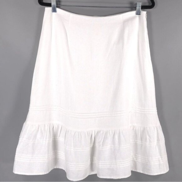 ROLLA’S Angelina Ruffle Hem Linen Blend Skirt in Vintage White Size 10/M